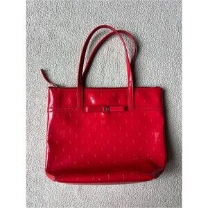 Vintage Kate Spade Vinyl Red Polka Dot Shoulder Tote Purse
